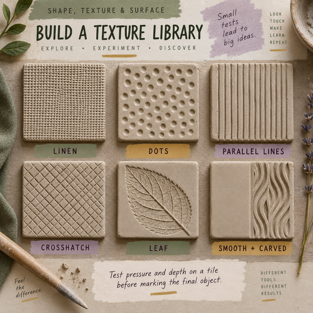 Sample page of Shape, Texture & Surface, a GALVERIN digital air-dry clay guide.